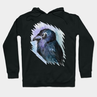 Raven portrait - watercolour - gothic art and designs Hoodie